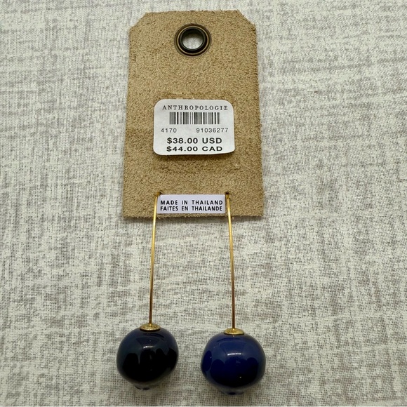 NWT Anthropologie 14k Gold Plated Blueberry Fruit & Icon Drop Earrings 🫐 - Picture 4 of 4